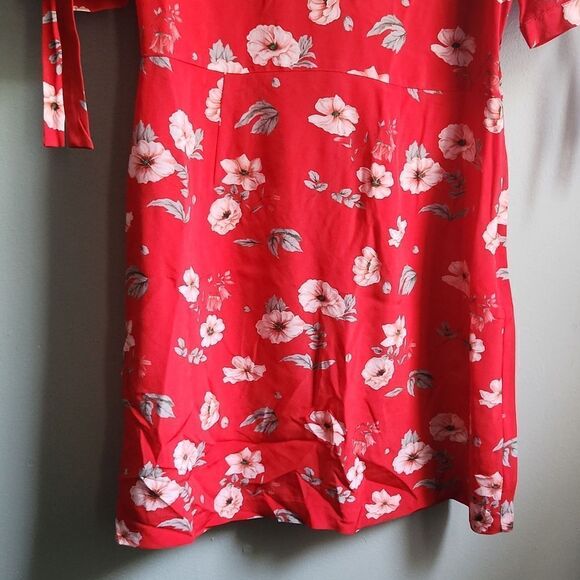 NWOT INTERMIX Cleo Red floral silk mini dress - Picture 5 of 9